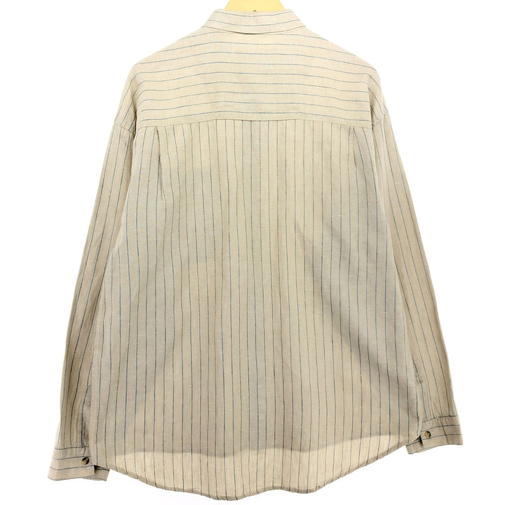 PROTEST Stripe Pattern Long Sleeve Linen Shirt Men's L /eaa466259