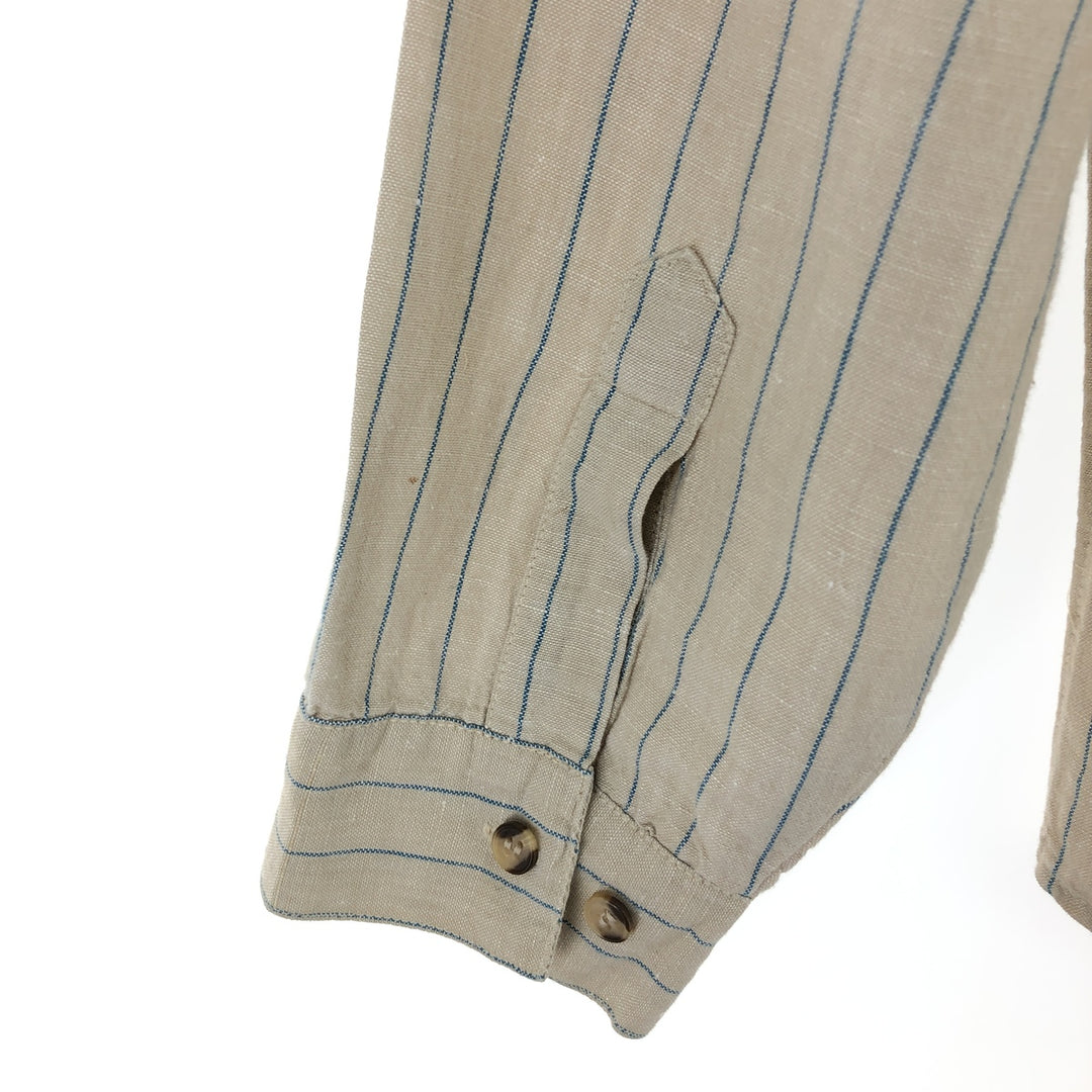 PROTEST Stripe Pattern Long Sleeve Linen Shirt Men's L /eaa466259