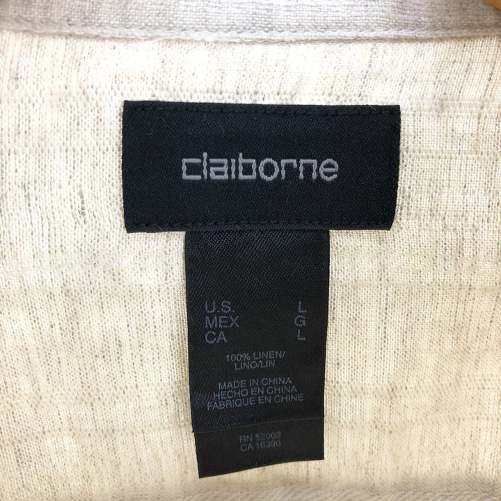 Claiborne Stripe Pattern Long Sleeve Linen Shirt Men's L /eaa466261