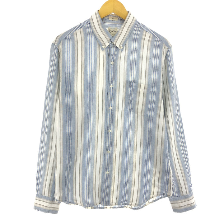 J.Crew Stripe Pattern Long Sleeve Linen Button Down Shirt Men's L /eaa466263