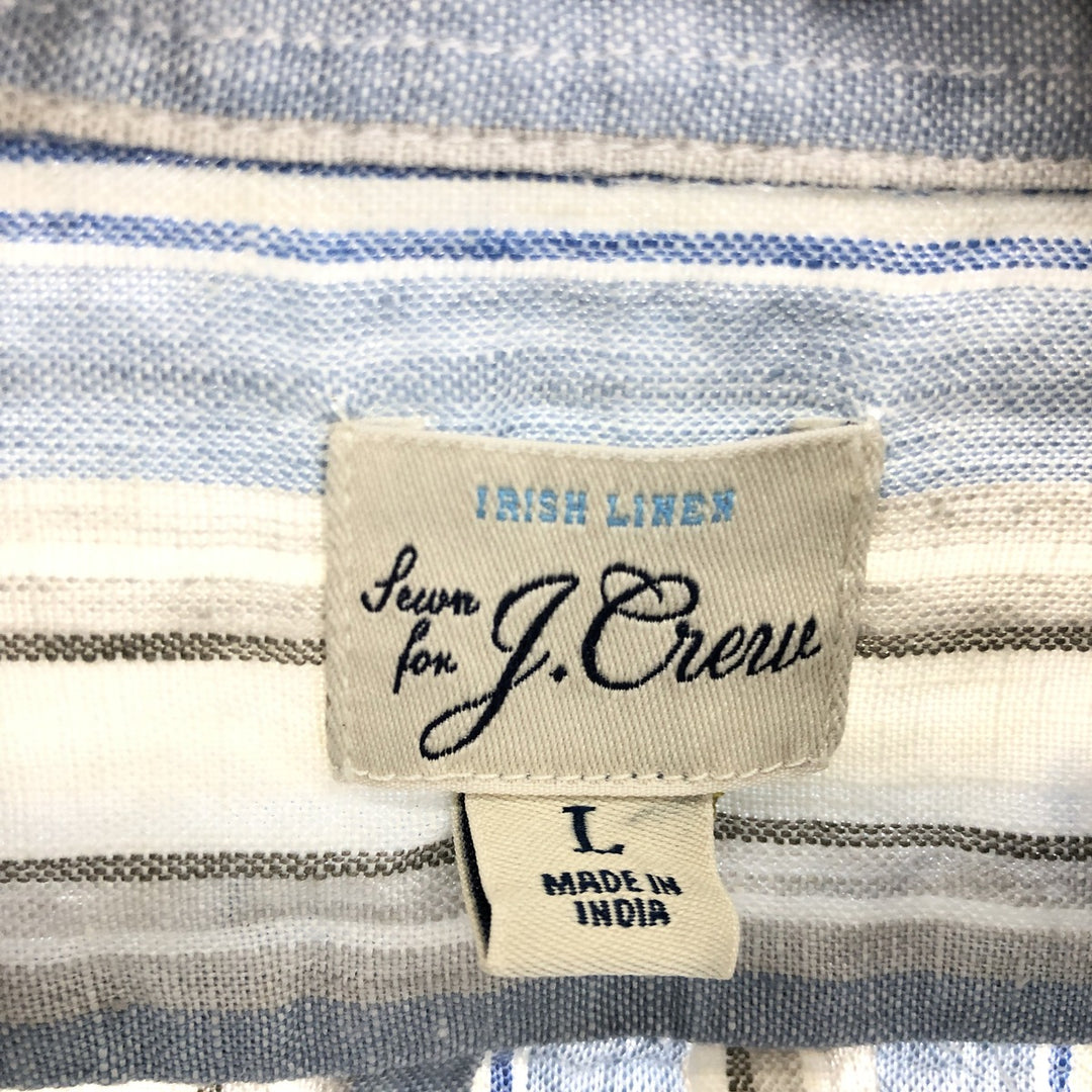 J.Crew Stripe Pattern Long Sleeve Linen Button Down Shirt Men's L /eaa466263