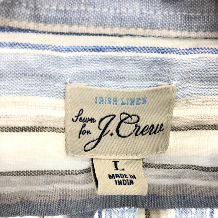 J.Crew Stripe Pattern Long Sleeve Linen Button Down Shirt Men's L /eaa466263