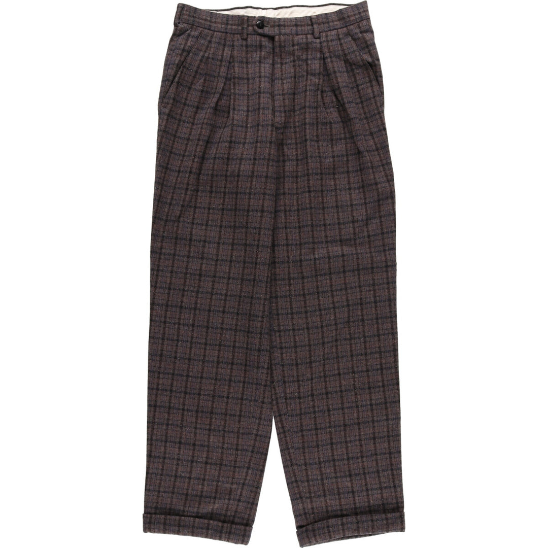 DIELMAR Two-pleat Check Pattern Wool Pants Slacks Men's W30 equivalent /eaa466346