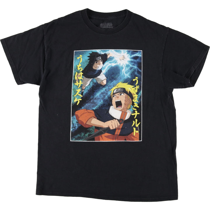 NARUTO SHIPPUDEN Naruto Shippuden Uzumaki Naruto Uchiha Sasuke Character Print T-Shirt Men's M size /eaa466446