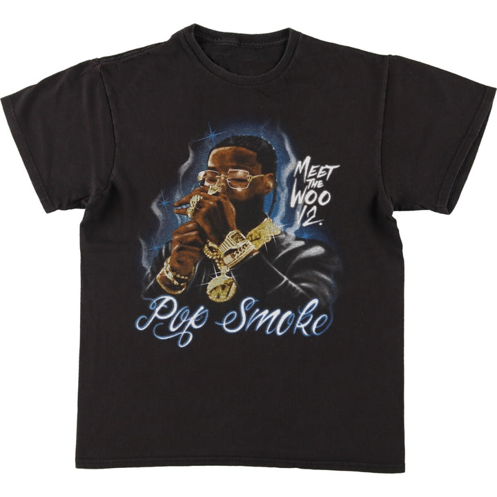 POP SMOKE Rap T-shirt, Men's M size unclear black type Vintage Second Hand