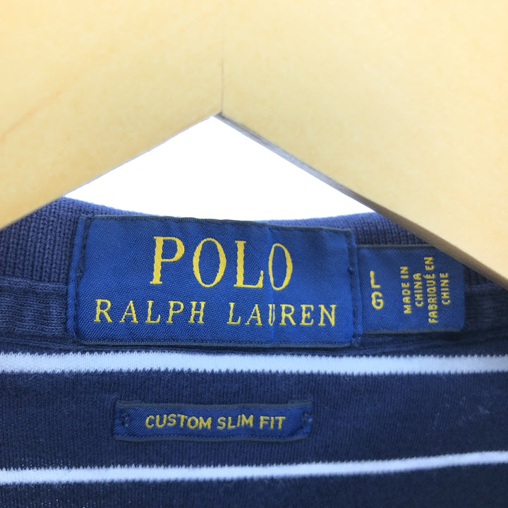 Ralph Lauren POLO RALPH LAUREN CUSTOM SLIM FIT short sleeve striped polo shirt men's size L / eaa466531