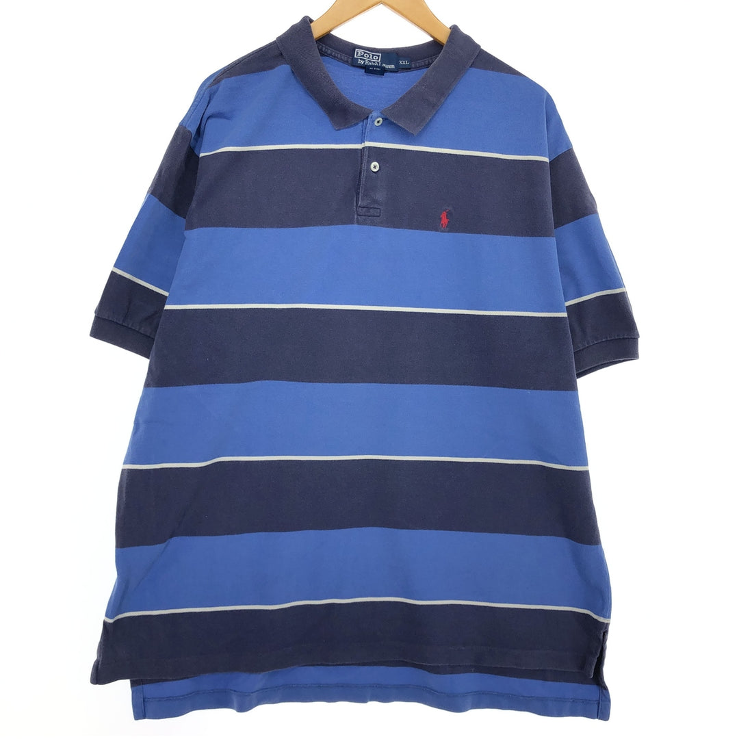 Ralph Lauren POLO by Ralph Lauren short sleeve striped polo shirt for men, equivalent to XXL, short sleeve / eaa466611