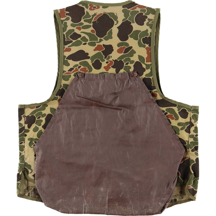 60s-70'S Black Sheep Camouflage Pattern Duck Hunter Camo Hunting Vest, Men's Size L (Equivalent), Vintage unclear Khaki type Vintage Second Hand