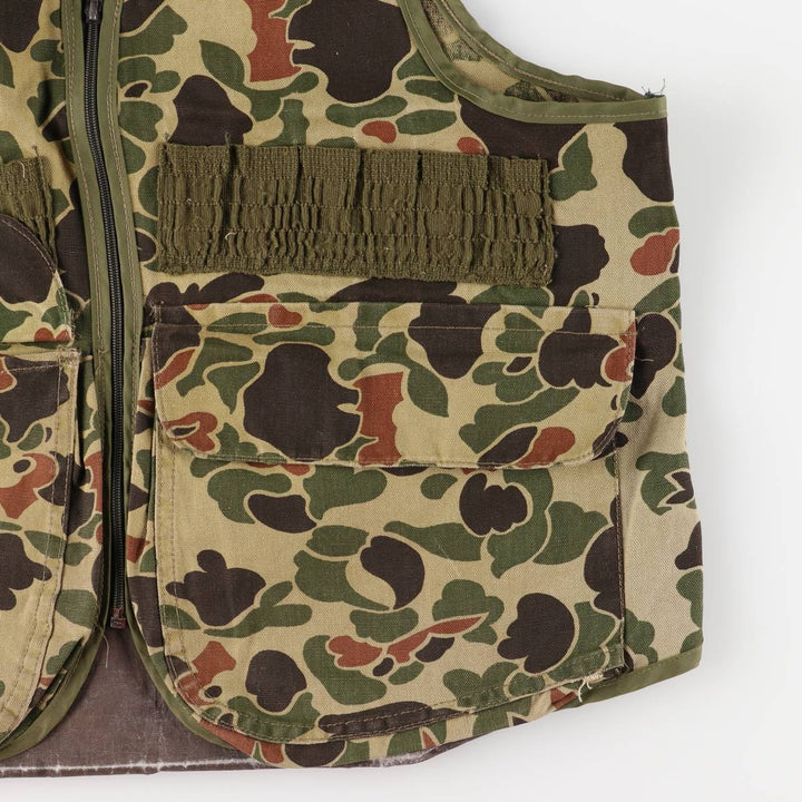 60s-70'S Black Sheep Camouflage Pattern Duck Hunter Camo Hunting Vest, Men's Size L (Equivalent), Vintage unclear Khaki type Vintage Second Hand