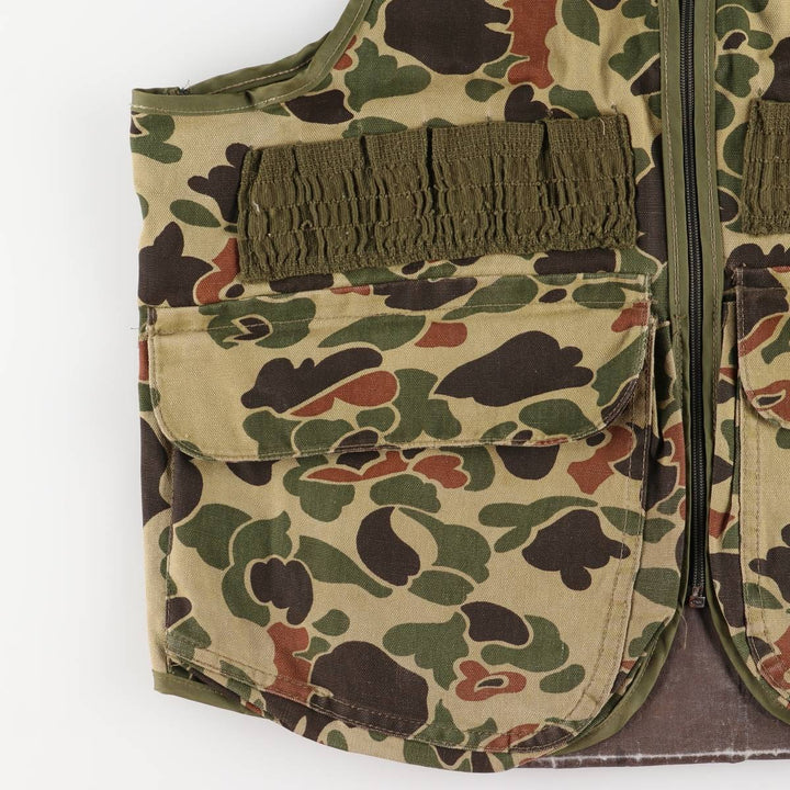 60s-70'S Black Sheep Camouflage Pattern Duck Hunter Camo Hunting Vest, Men's Size L (Equivalent), Vintage unclear Khaki type Vintage Second Hand