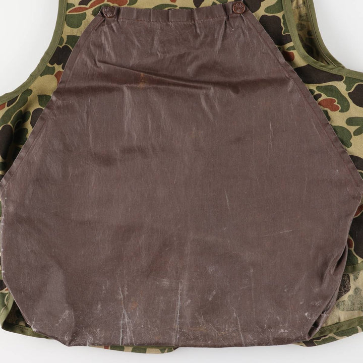 60s-70'S Black Sheep Camouflage Pattern Duck Hunter Camo Hunting Vest, Men's Size L (Equivalent), Vintage unclear Khaki type Vintage Second Hand