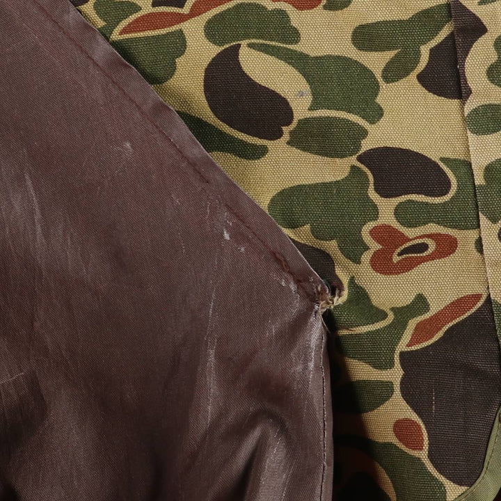 60s-70'S Black Sheep Camouflage Pattern Duck Hunter Camo Hunting Vest, Men's Size L (Equivalent), Vintage unclear Khaki type Vintage Second Hand