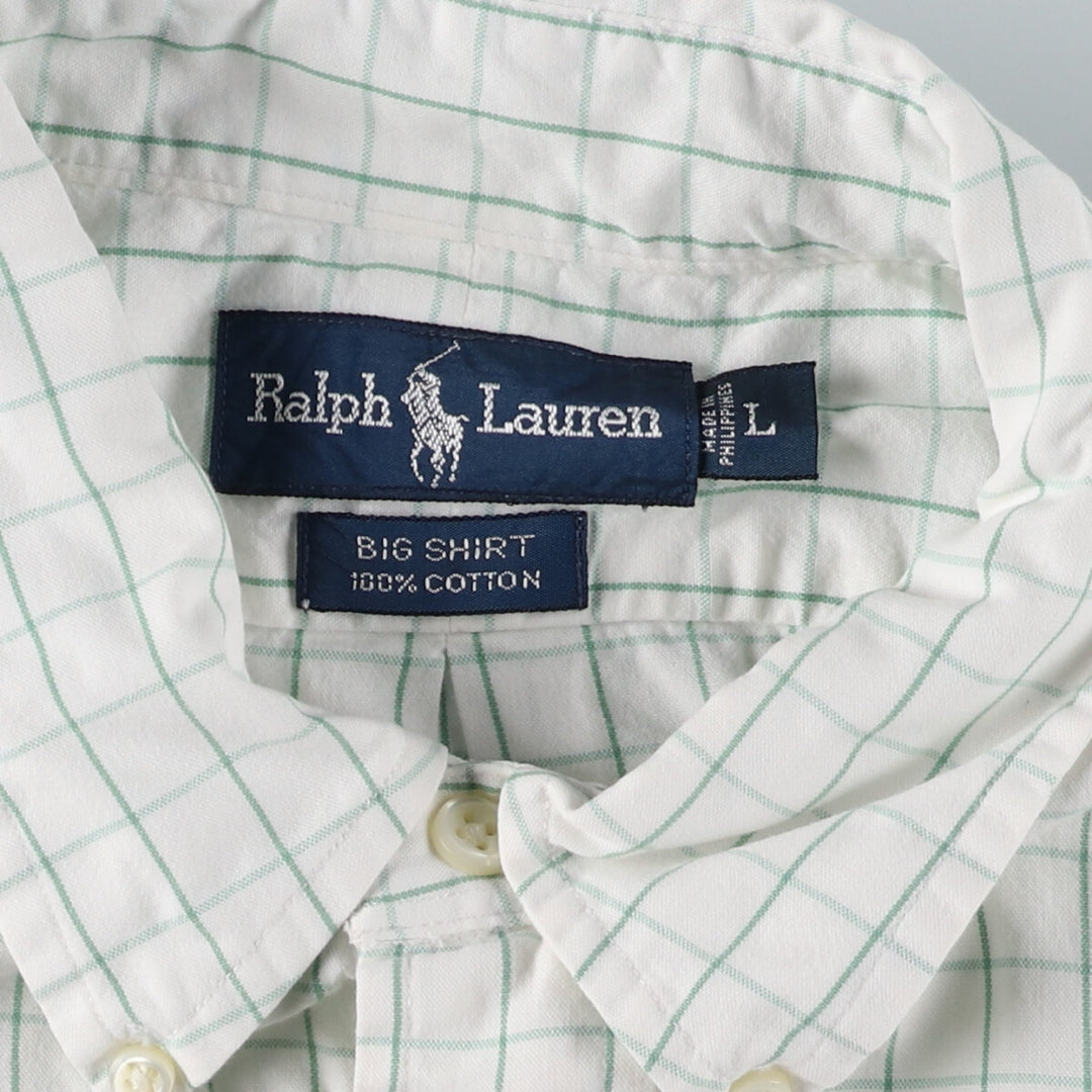 Ralph Lauren BIG SHIRT Long sleeve button-down check shirt Men's L size / eaa466715