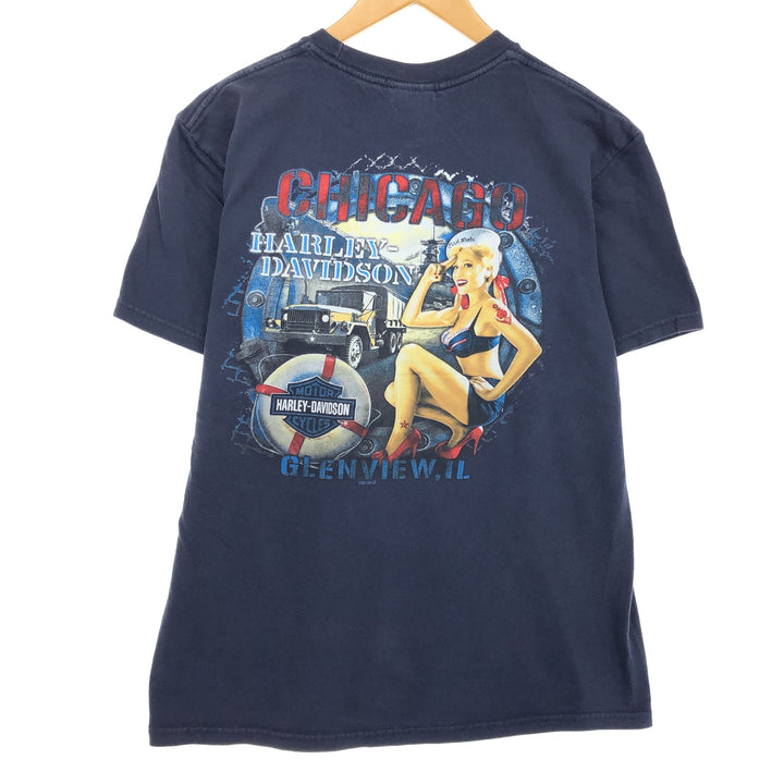 Harley-Davidson Pin-up Girl Motorcycle Bike T-shirt Men's L size / eaa466720