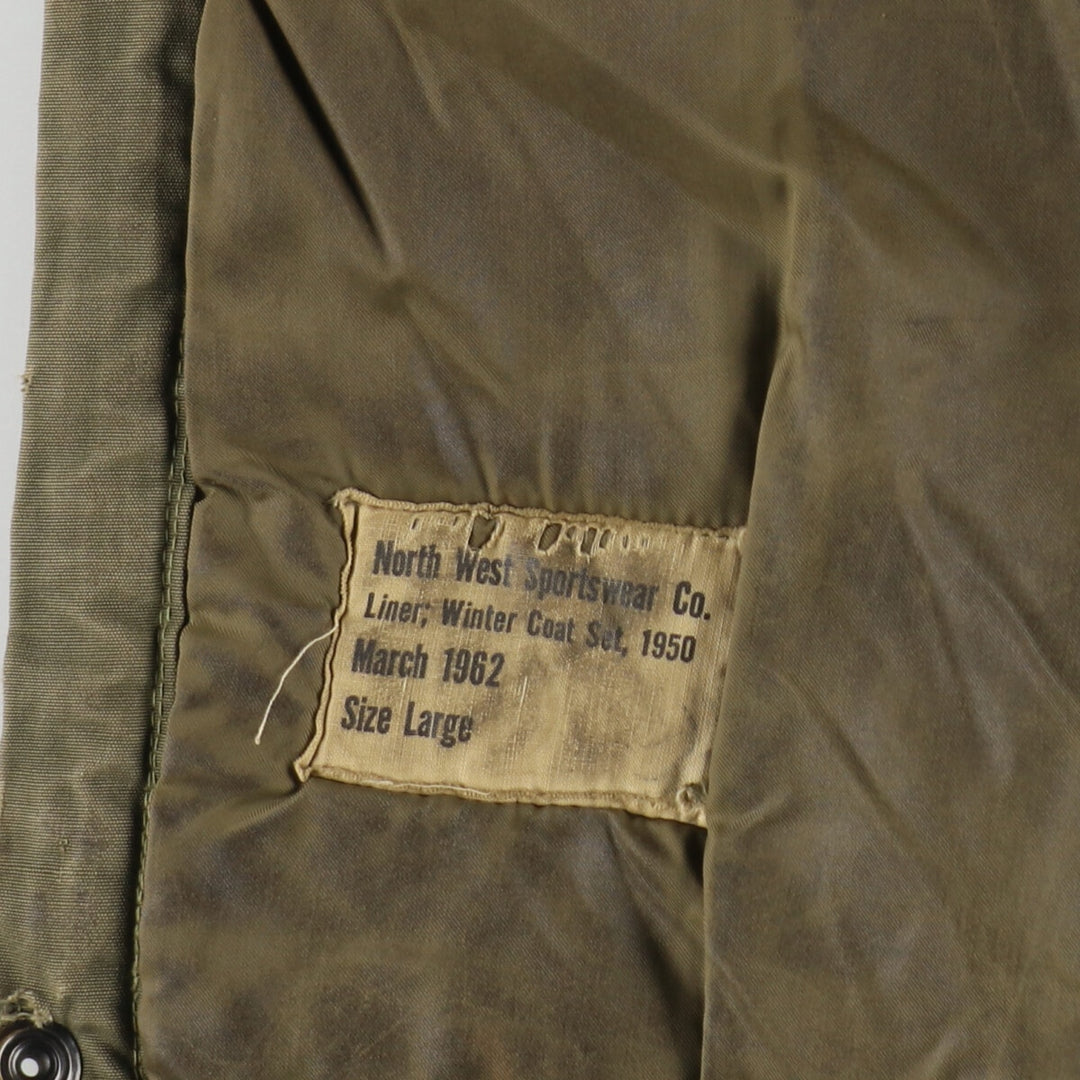 1960'S Canadian Military Boa Liner Jacket, Large, Men's Size L, Vintage unclear Khaki type sage green Vintage Second Hand