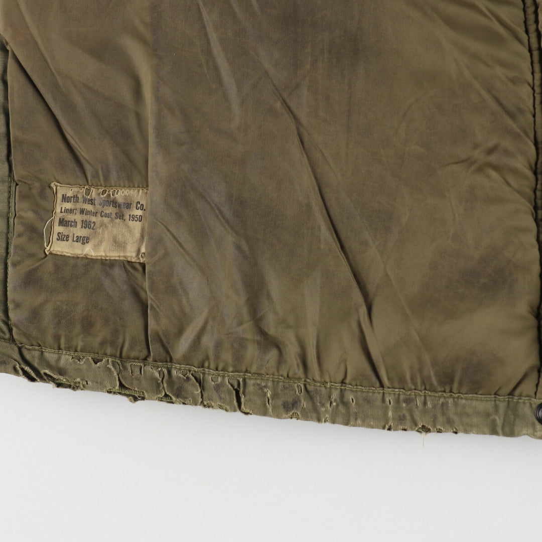 1960'S Canadian Military Boa Liner Jacket, Large, Men's Size L, Vintage unclear Khaki type sage green Vintage Second Hand