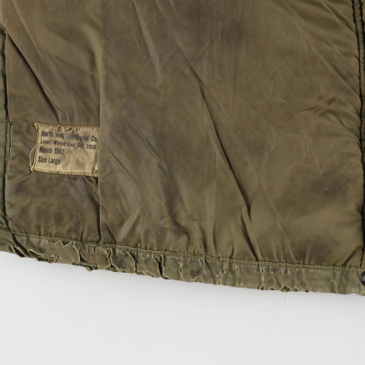 1960'S Canadian Military Boa Liner Jacket, Large, Men's Size L, Vintage unclear Khaki type sage green Vintage Second Hand