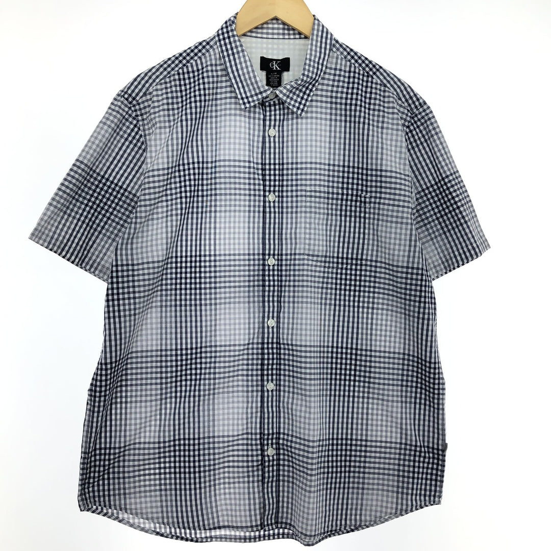 Calvin Klein Short Sleeve Cotton Check Shirt Men's L /eaa466807