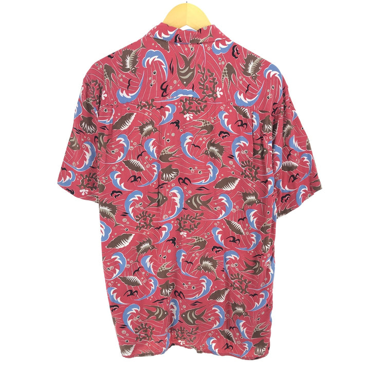 Reyn Spooner All-over Fish Pattern Open Collar Rayon Hawaiian Aloha Shirt Made in Hawaii Men's M /eaa466846