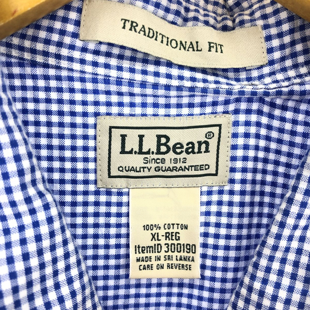 LLBean Gingham Check Short Sleeve Button Down Check Shirt Men's XL Size /eaa466854