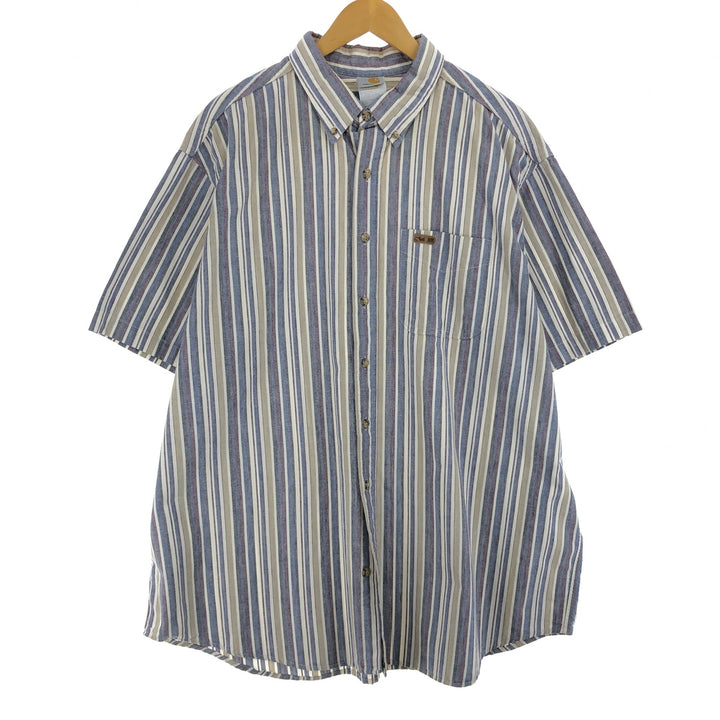 80s~ Carhartt short sleeve button down striped shirt men's XL size vintage /eaa466857