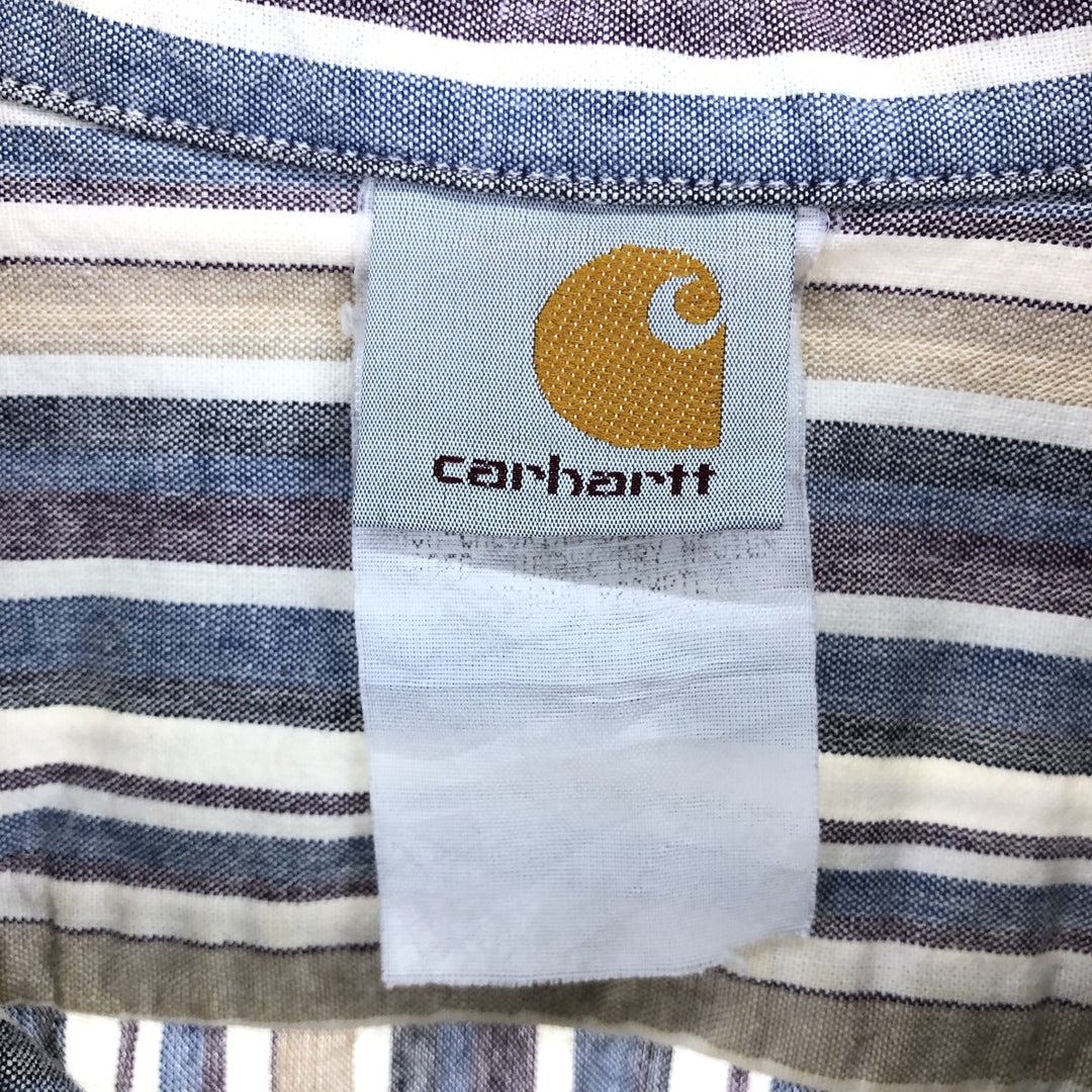 80s~ Carhartt short sleeve button down striped shirt men's XL size vintage /eaa466857