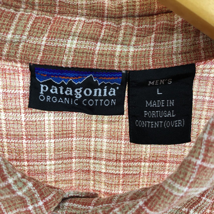 Patagonia ORGANIC COTTON crepe short sleeve cotton check shirt, men's size L / eaa466864