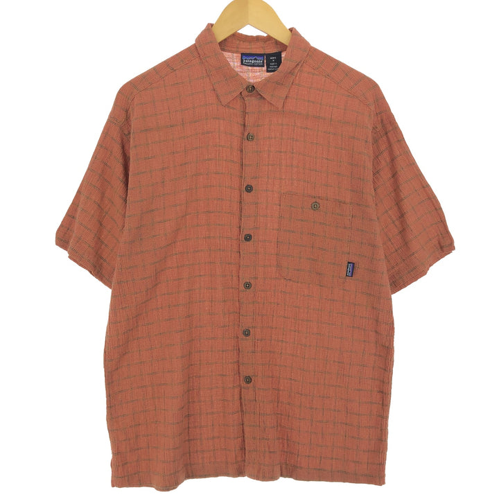 Patagonia ORGANIC COTTON crepe short sleeve cotton check shirt, men's size M / eaa466867