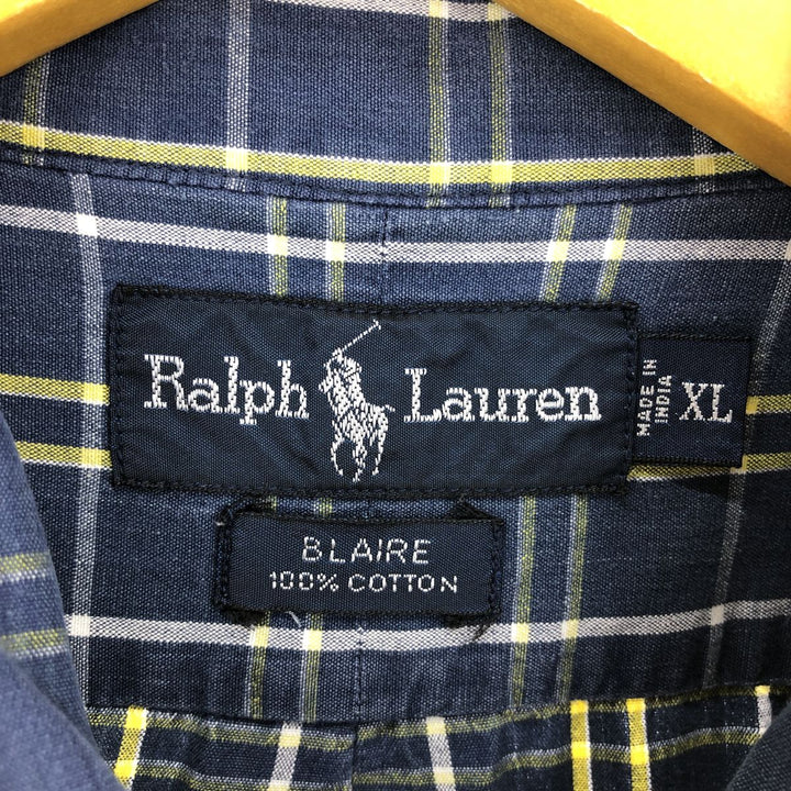 Ralph Lauren BLAIRE short sleeve button down check shirt men's XL size / eaa466878