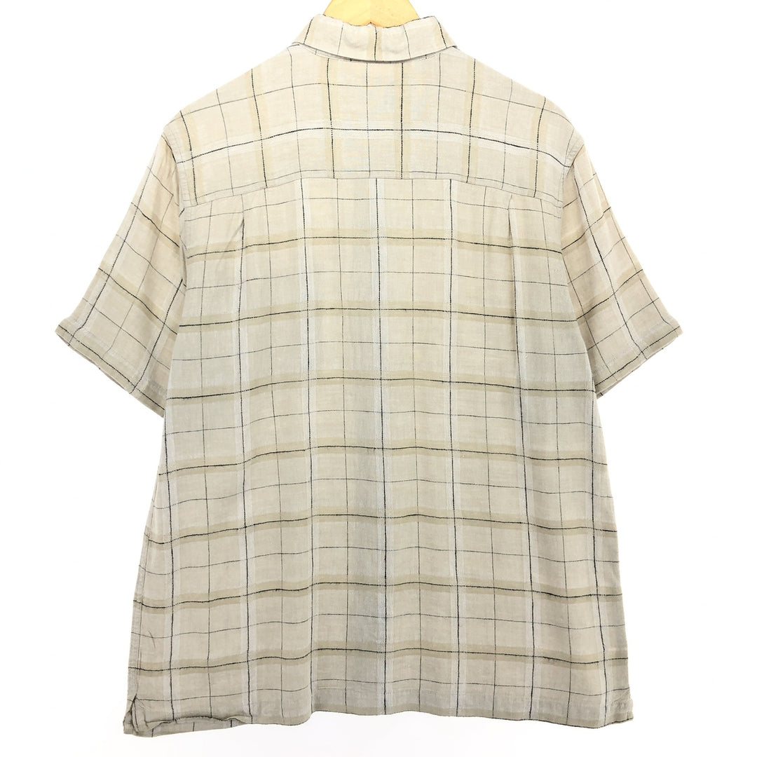 MARC EDWARDS Check Pattern Short Sleeve Linen x Rayon Shirt Men's M size /eaa466889