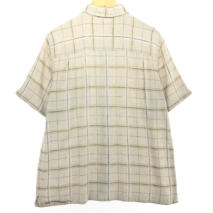 MARC EDWARDS Check Pattern Short Sleeve Linen x Rayon Shirt Men's M size /eaa466889