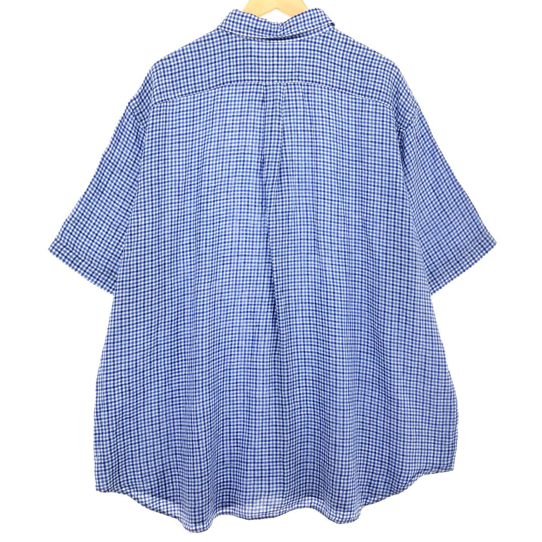 Ralph Lauren Gingham Check Short Sleeve Linen Shirt Men's XXL / eaa466896