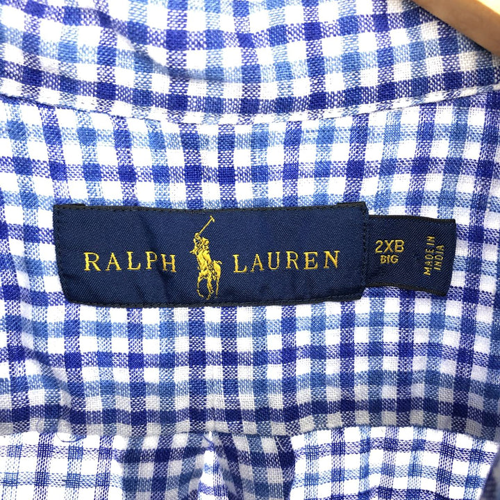 Ralph Lauren Gingham Check Short Sleeve Linen Shirt Men's XXL / eaa466896