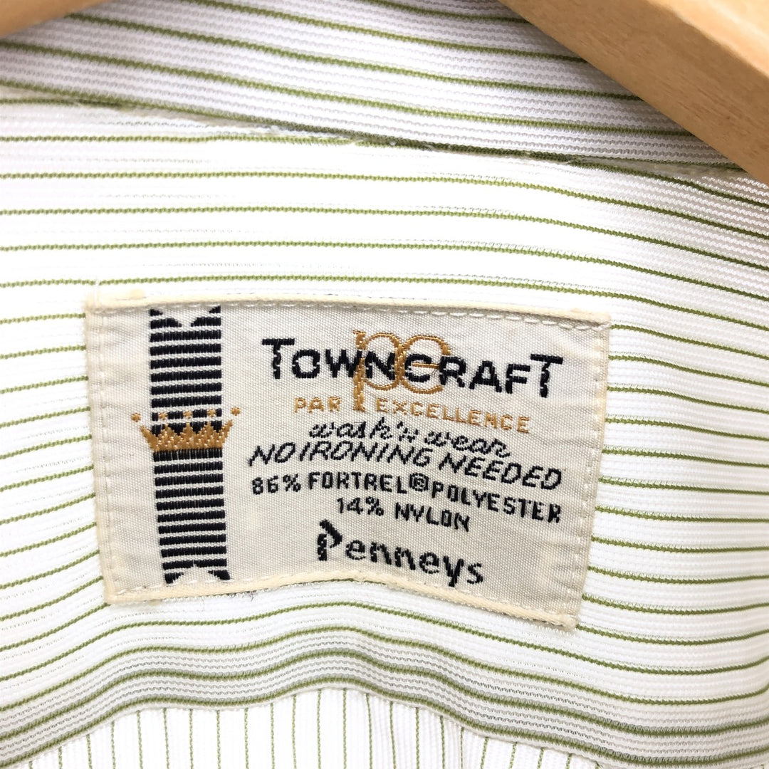 1960'S Town Craft PENNEY'S Stripe Pattern Wide Collar Short Sleeve Poly Shirt Men's M Size Vintage /eaa466940