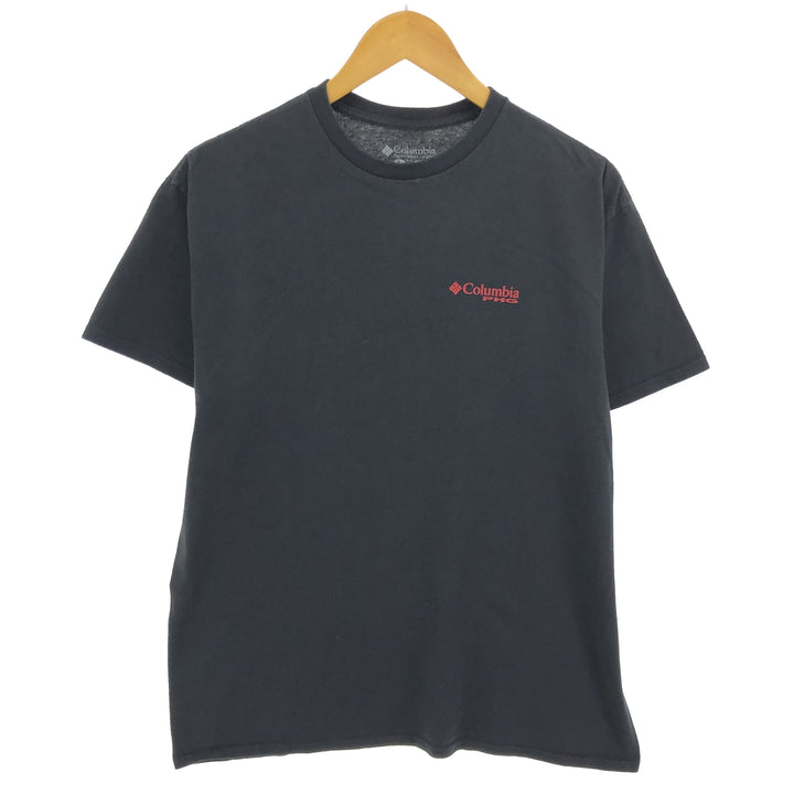 Columbia PFG Back Print Short Sleeve Printed T-Shirt Men's L Size cotton black type Vintage Second Hand