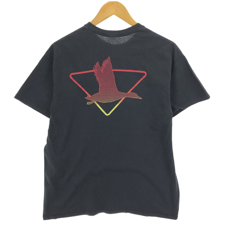 Columbia PFG Back Print Short Sleeve Printed T-Shirt Men's L Size cotton black type Vintage Second Hand