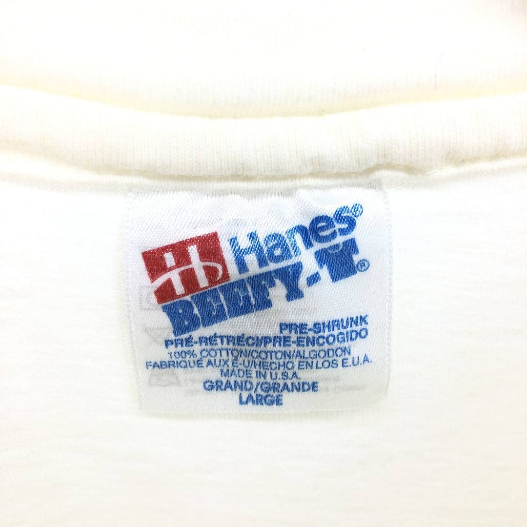 90'S Hanes Back Print College T-Shirt Made in USA Men's L Size Vintage /eaa466971