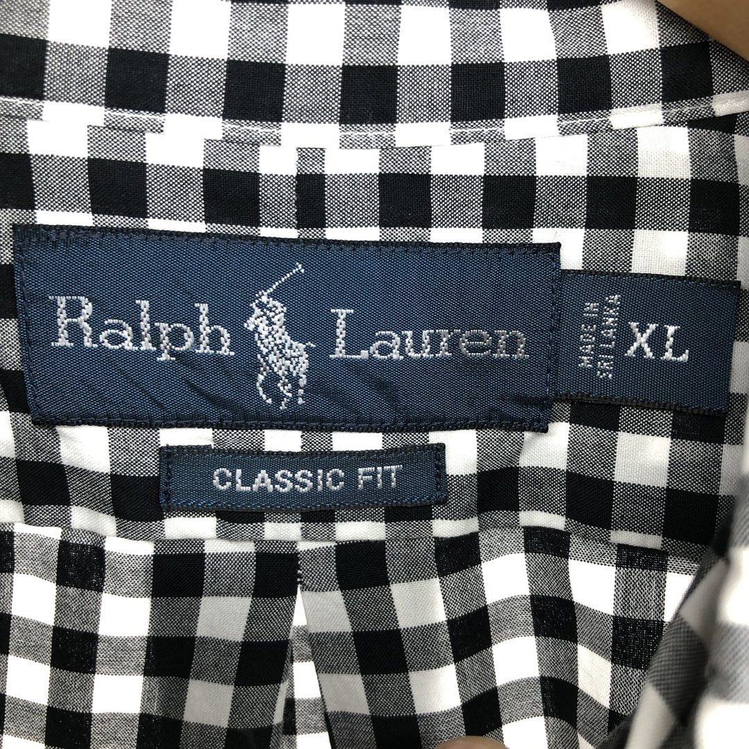 Ralph Lauren Classic Fit Gingham Check Short Sleeve Button Down Check Shirt Men's XL /eaa466977