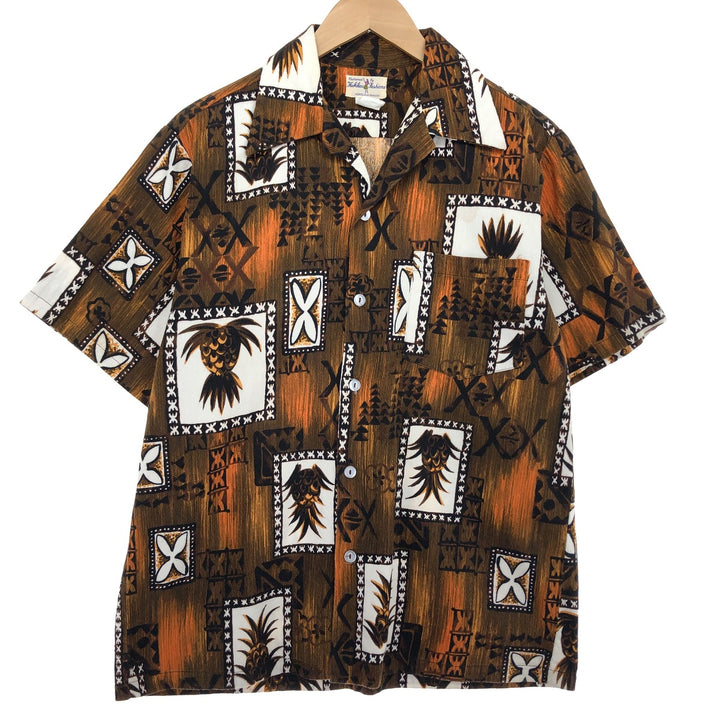 70'S HUKILAU FASHIONS all-over print open collar Hawaiian aloha shirt men's size M vintage /eaa466984