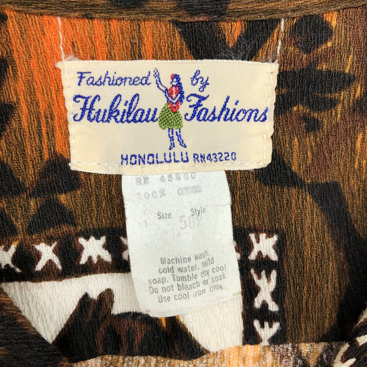 70'S HUKILAU FASHIONS all-over print open collar Hawaiian aloha shirt men's size M vintage /eaa466984