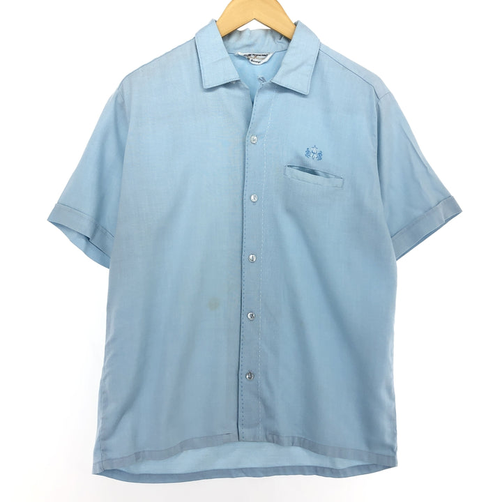 70'S JCPenney TOWNCRAFT open collar short sleeve box shirt men's size L vintage /eaa466988