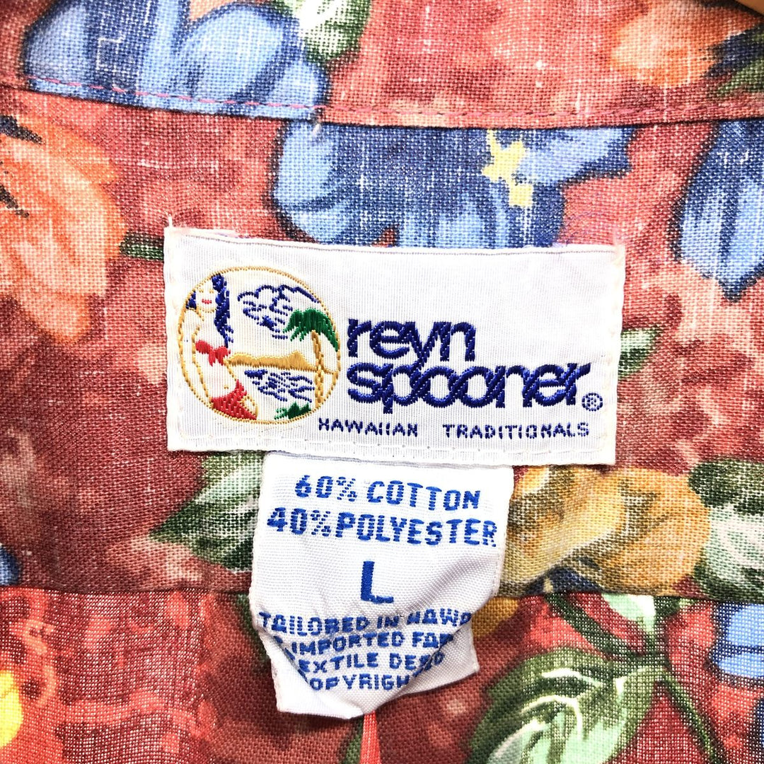 90'S Reyn Spooner swimsuit tag, bikini tag, all-over floral print, Hawaiian aloha shirt, made in Hawaii, men's size L, vintage /eaa467005