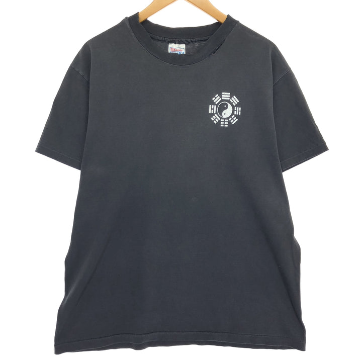 90'S Hanes BEEFY-T Back Print T-Shirt Made in USA Men's L Size Vintage cotton black type Vintage Second Hand