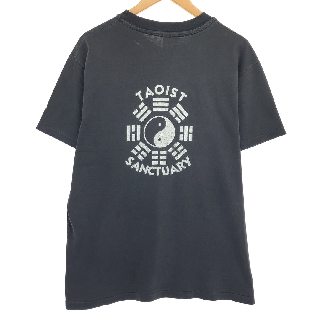 90'S Hanes BEEFY-T Back Print T-Shirt Made in USA Men's L Size Vintage cotton black type Vintage Second Hand