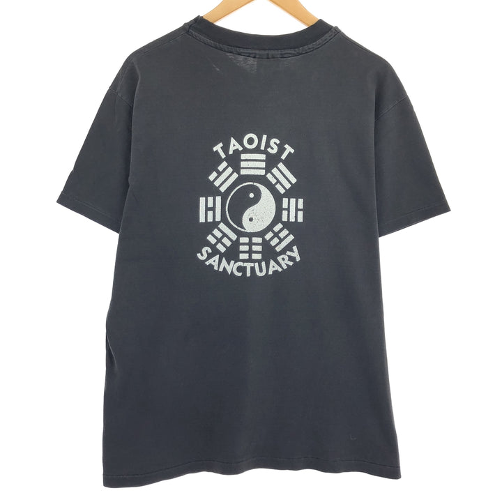 90'S Hanes BEEFY-T Back Print T-Shirt Made in USA Men's L Size Vintage cotton black type Vintage Second Hand