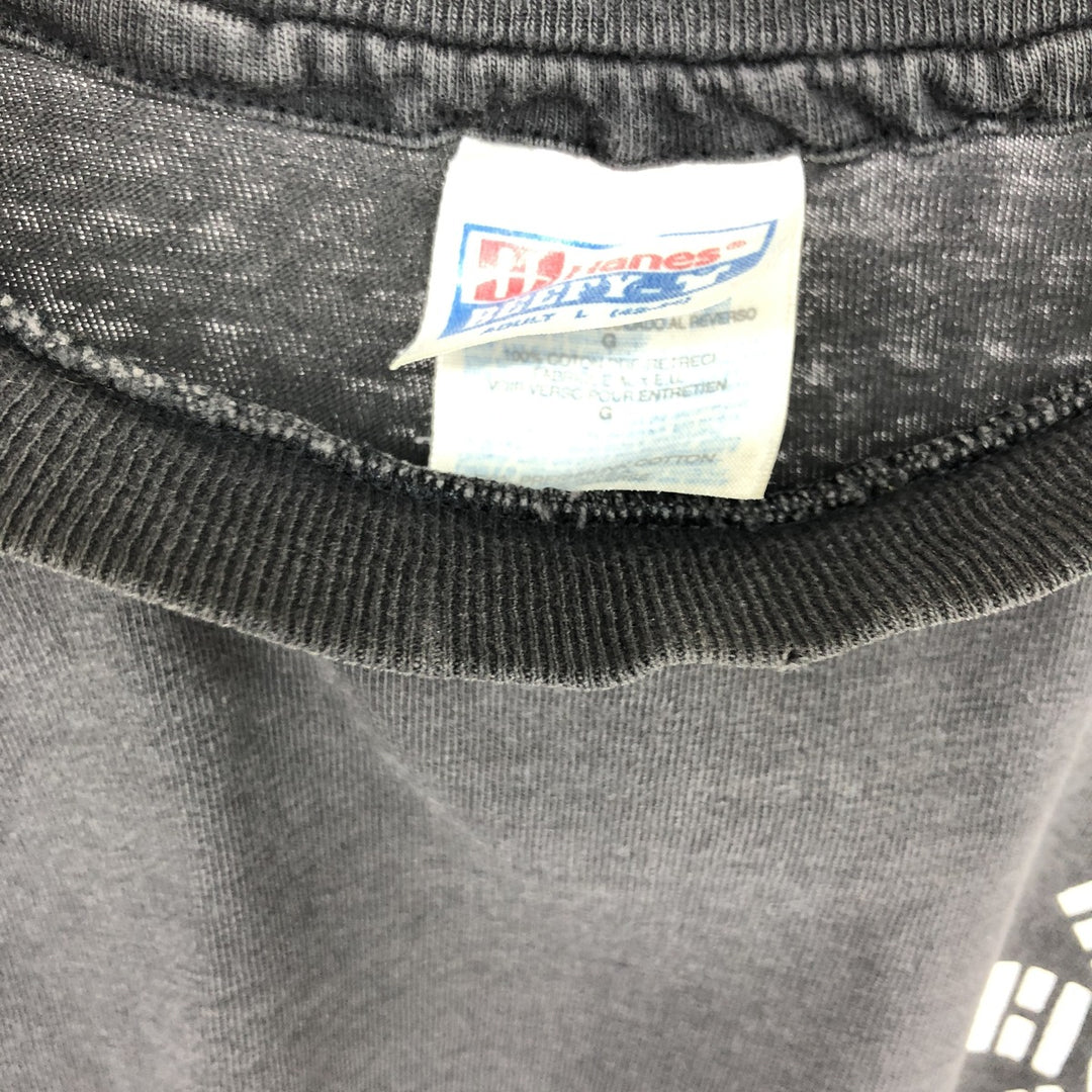 90'S Hanes BEEFY-T Back Print T-Shirt Made in USA Men's L Size Vintage cotton black type Vintage Second Hand