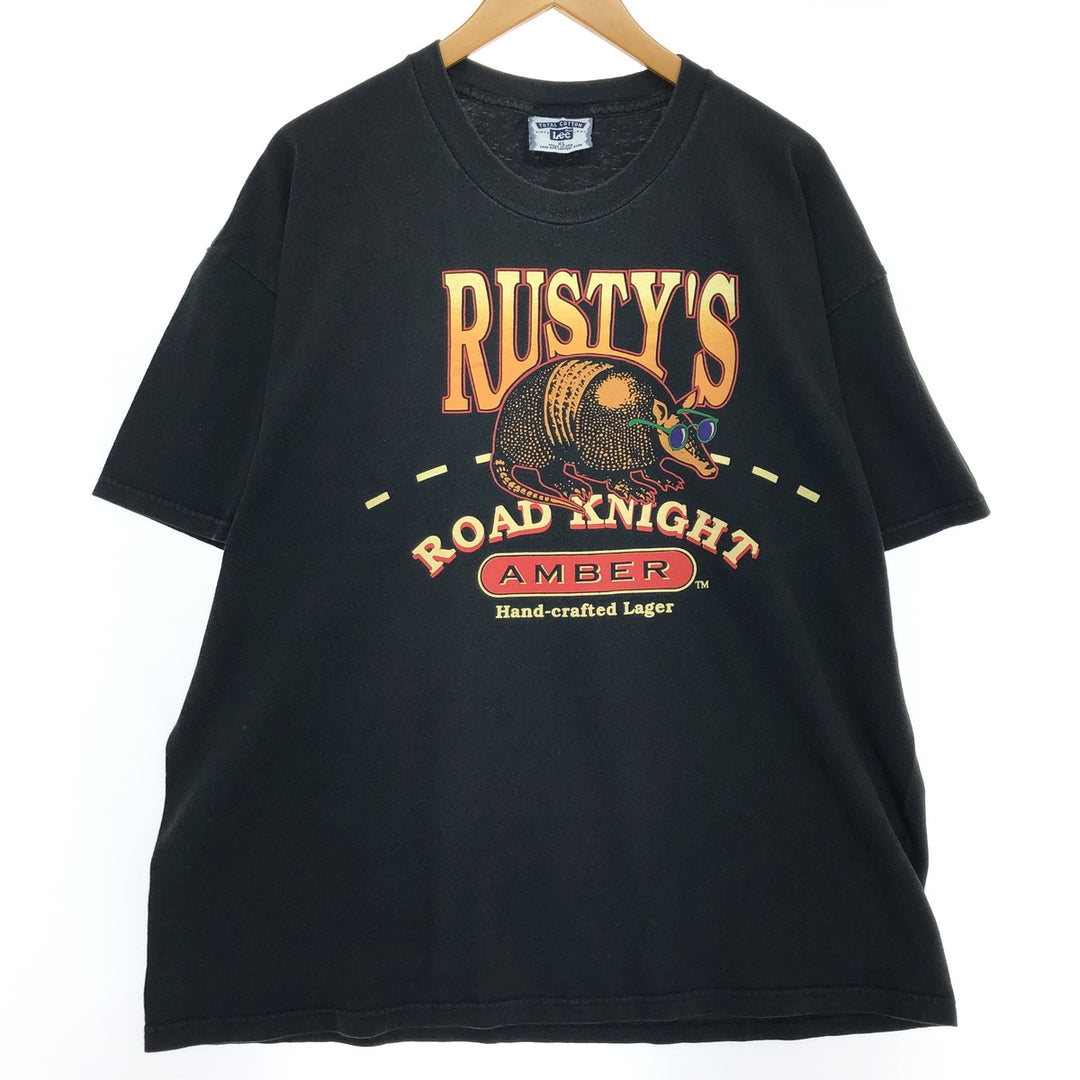 Lee Rusty's Road Knight Printed T-Shirt Made in USA Men's XL cotton black type Vintage Second Hand