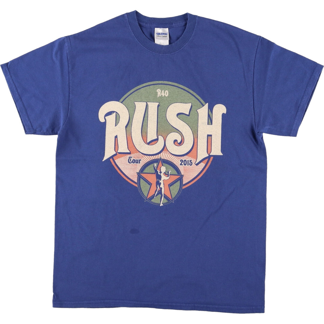 Gildan RUSH Band T-shirt, Men's M size cotton blue type Vintage Second Hand