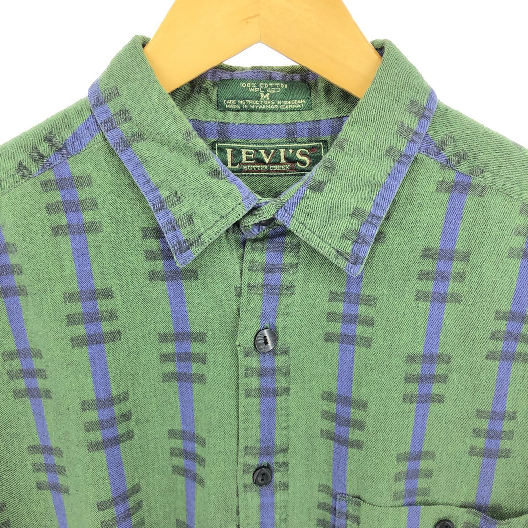 90'S Levi's Stripe Pattern All-over Print Long Sleeve Striped Shirt Men's M Size Vintage /eaa467124