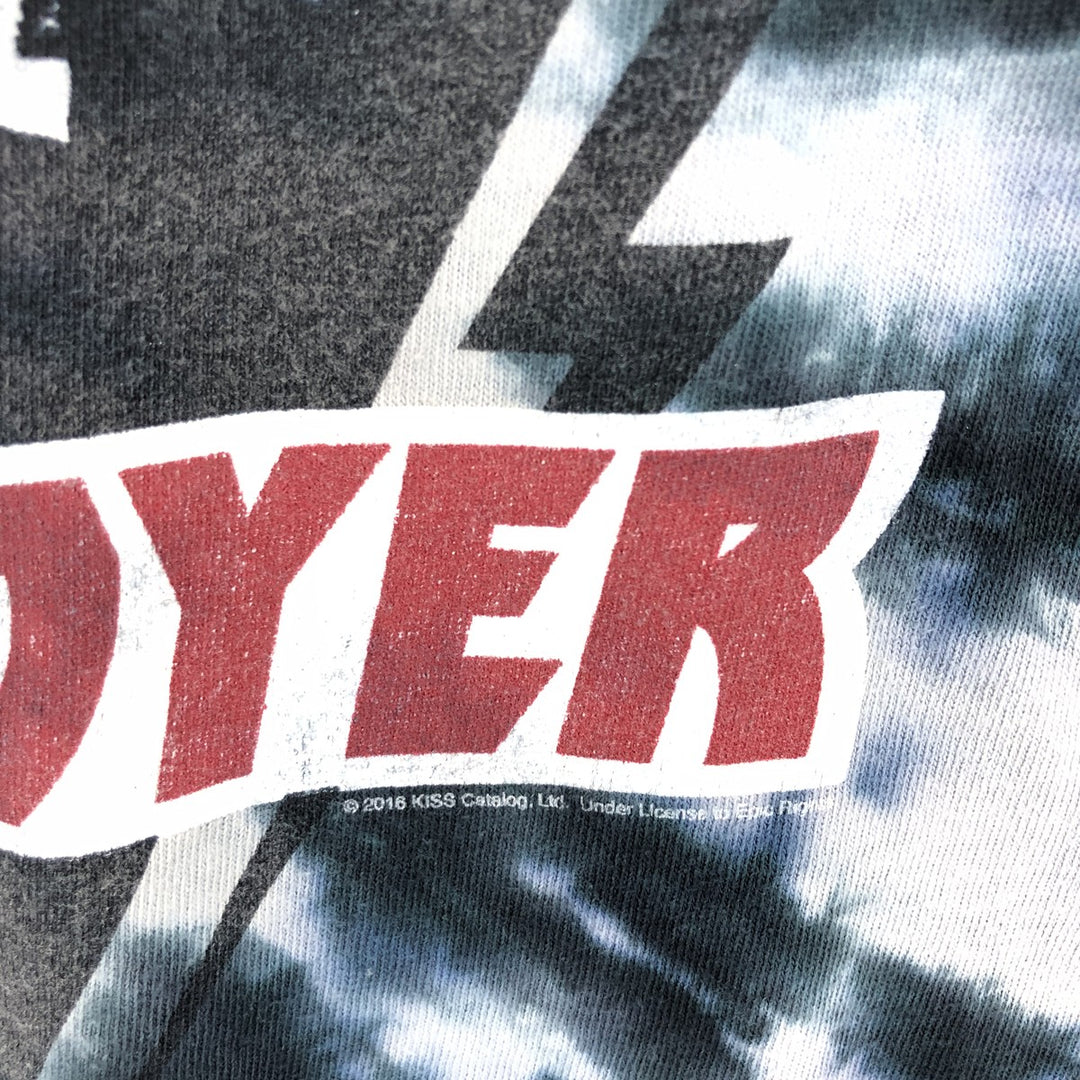 KISS Tie-dye Pattern Band T-shirt, Men's L size unclear navy blue type Vintage Second Hand